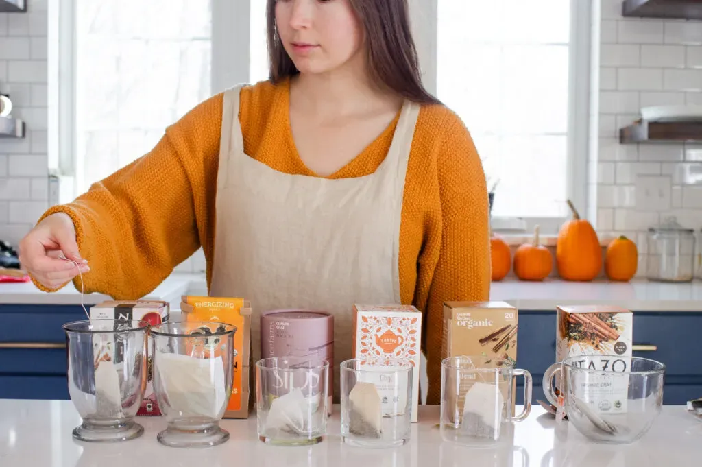 Performing a taste test of different organic chai tea brands to see which is the best.' title='Best Organic Chai Tea