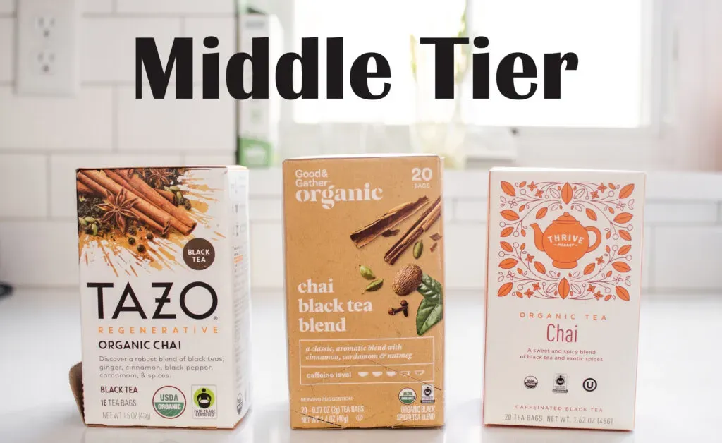 The three middle of the road masala chai teas that I tried.' title='Best Organic Chai Tea