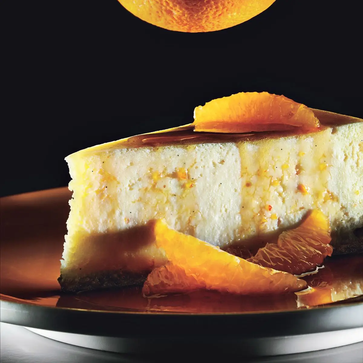 Cheesecake de ricota com molho de laranja caramelo