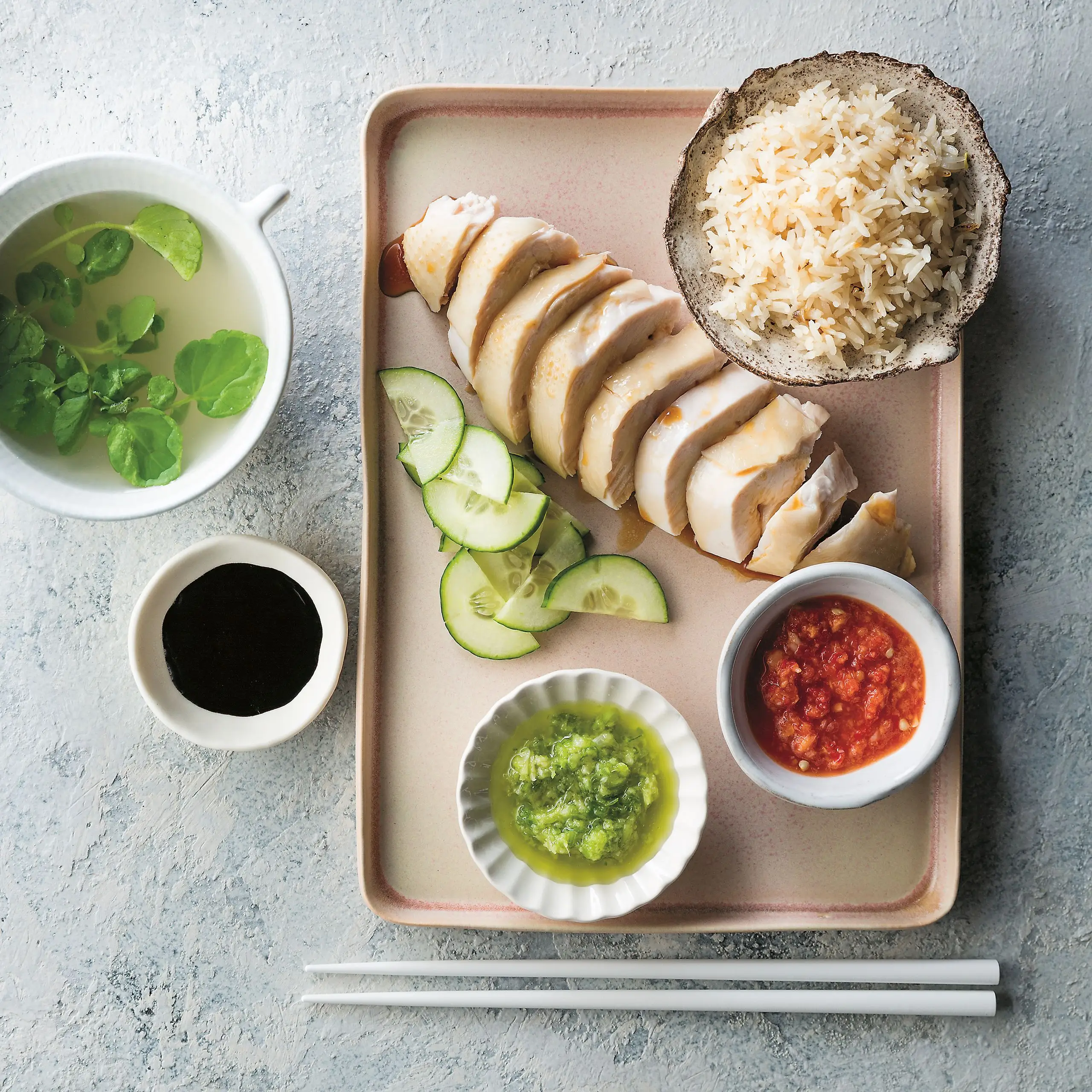 Arroz de frango Hainanese