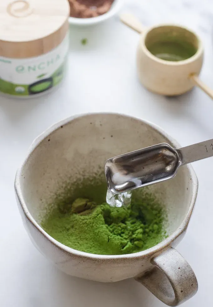 Adding hot water to the mug.' title='Matcha Cocoa