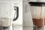 Before and after blending the double chocolate chip Frappuccino.' title='Double Chocolate Chip Frappuccino Recipe 