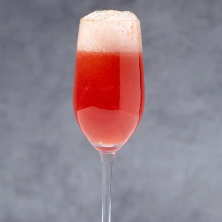 Raspberry Bellini cocktail