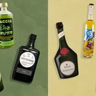 Chartreuse substitute bottles against a green and yellow background.