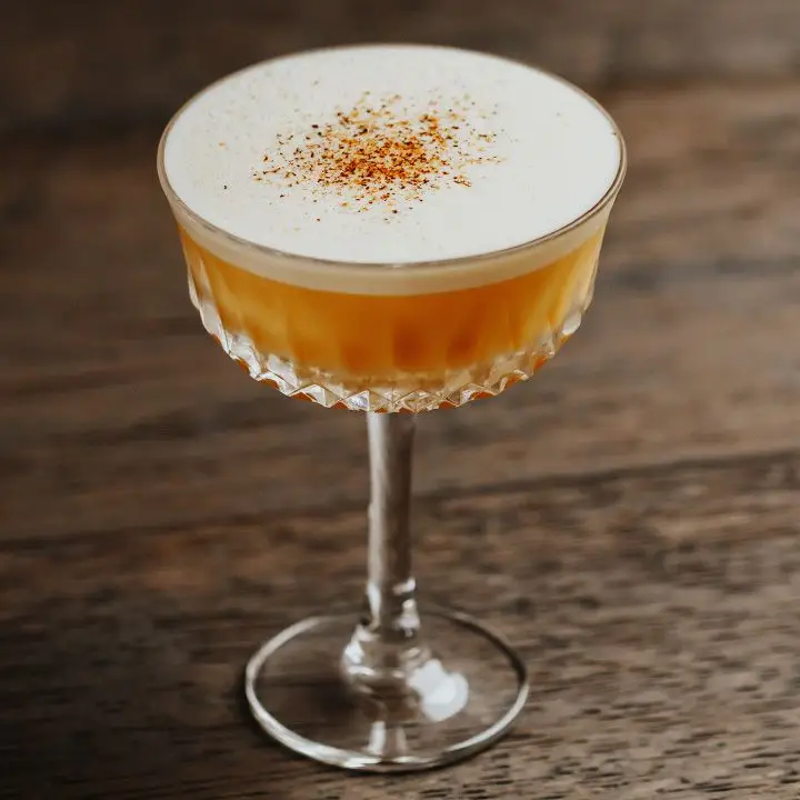 great pumpkin flip cocktail in coupe glass