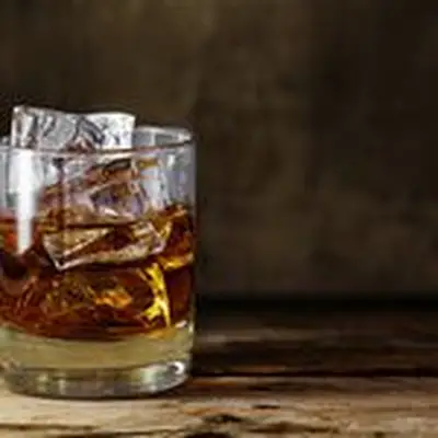A glass of scotch whiskey