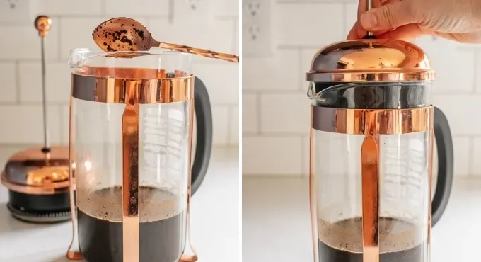 Making cold brew in a French press.' title='Sweet Cream Cold Foam Recipe