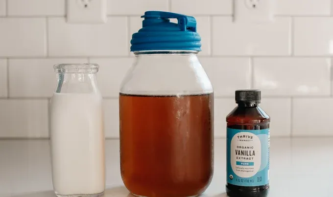 Ingredients for making Starbucks cold foam at home.' title='Sweet Cream Cold Foam Recipe