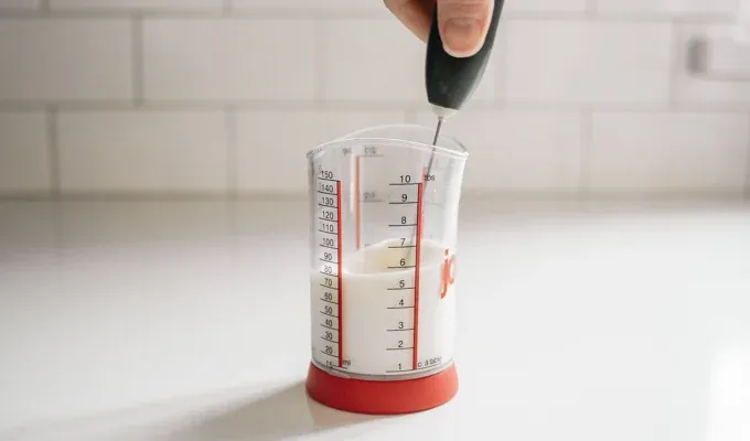 Whipping with a hand held frother.' title='Sweet Cream Cold Foam Recipe