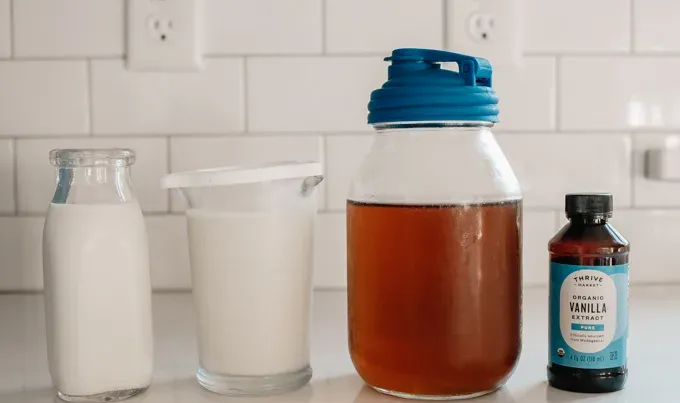 Ingredients for vanilla sweet cream cold foam.' title='Sweet Cream Cold Foam Recipe