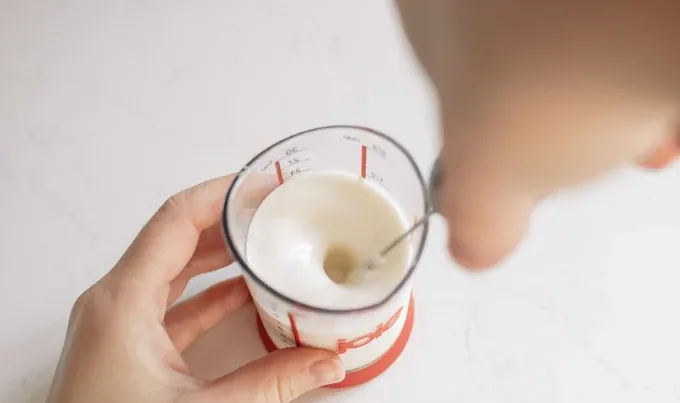Whipping with a hand held frother.' title='Sweet Cream Cold Foam Recipe