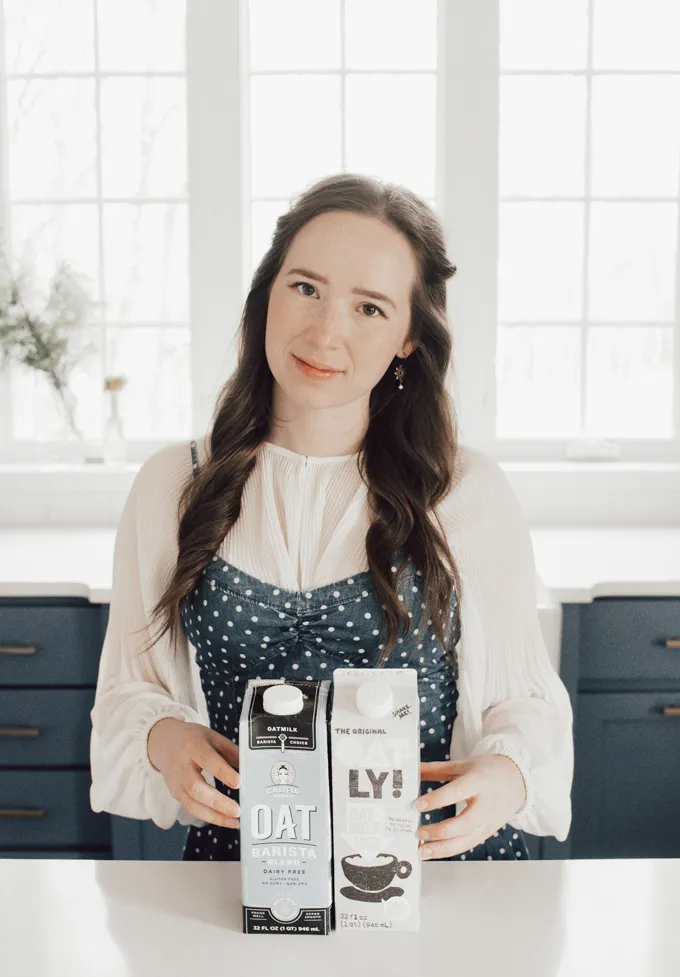 Different oat milks for making an iced brown sugar oatmilk shaken espresso at home.' title='Brown Sugar Oat Milk Shaken Espresso