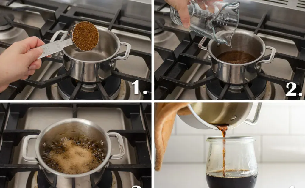 Step by step photos for how to make a brown sugar simple syrup to put into a brown sugar oatmilk shaken espresso.' title='Brown Sugar Oat Milk Shaken Espresso