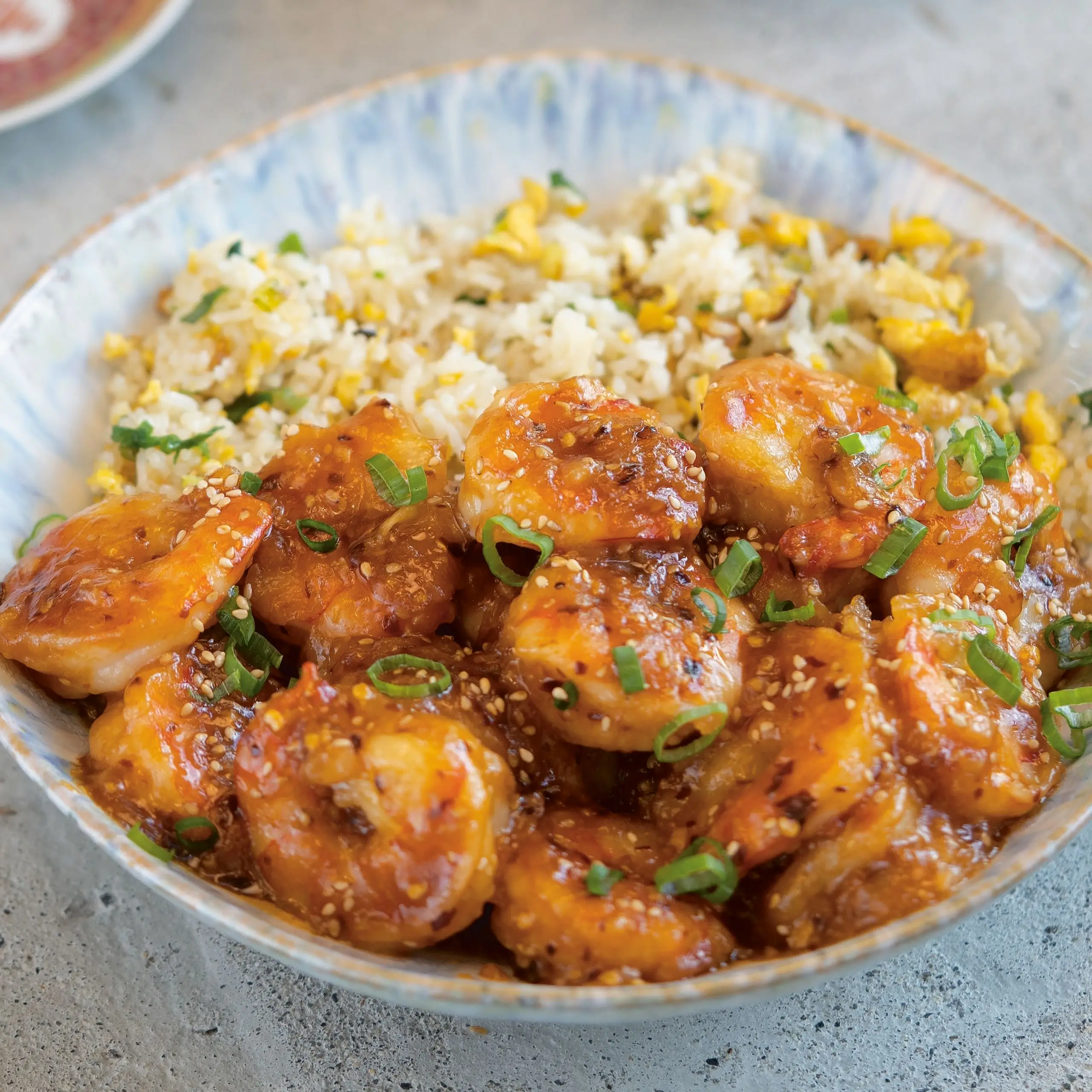 Camarão laranja de mel apimentado (Xiang la fengmi xia)