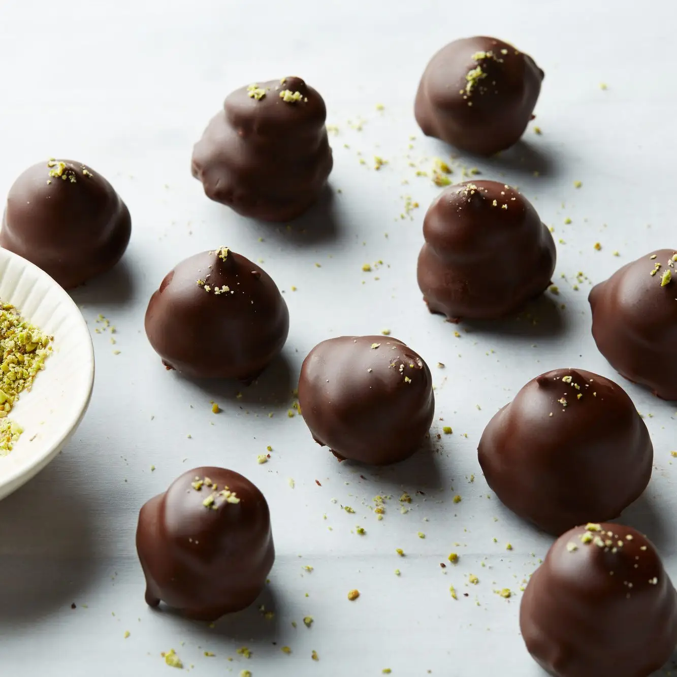 Biscoitos de trufas de pistache sem glúten