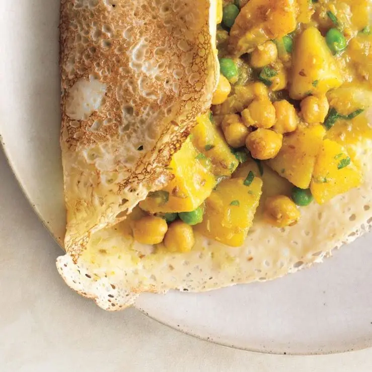 Dosas Rava com bico de batata masala