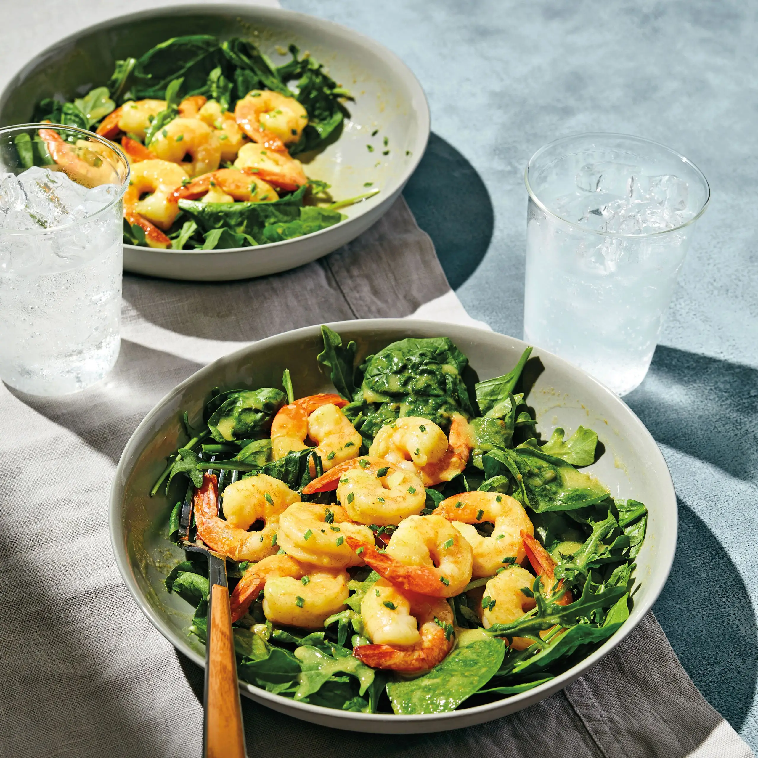 Camarão de curry verde de coco instantâneo