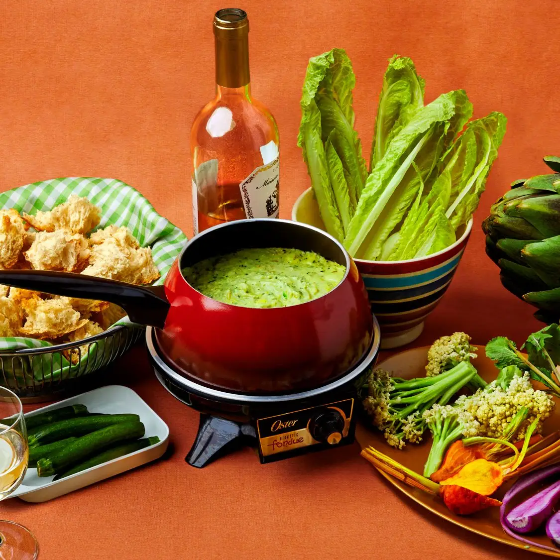 Alho -porro e fondue de alcachofra