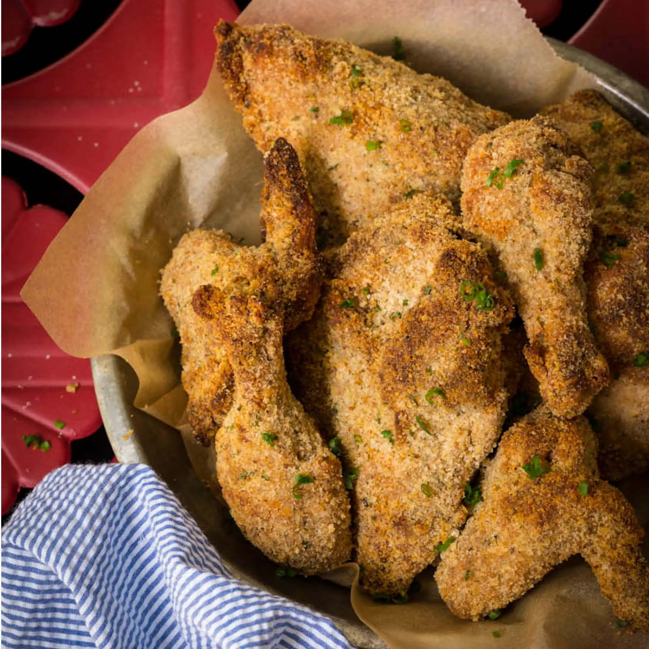 Frango frito no forno crocante