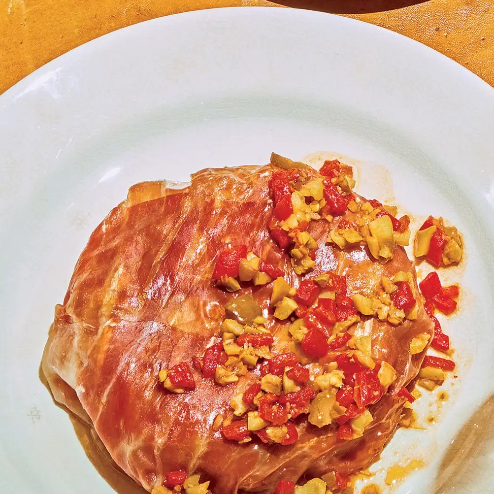 Tortilla espanhola enrolada em Jamón com Piquillo