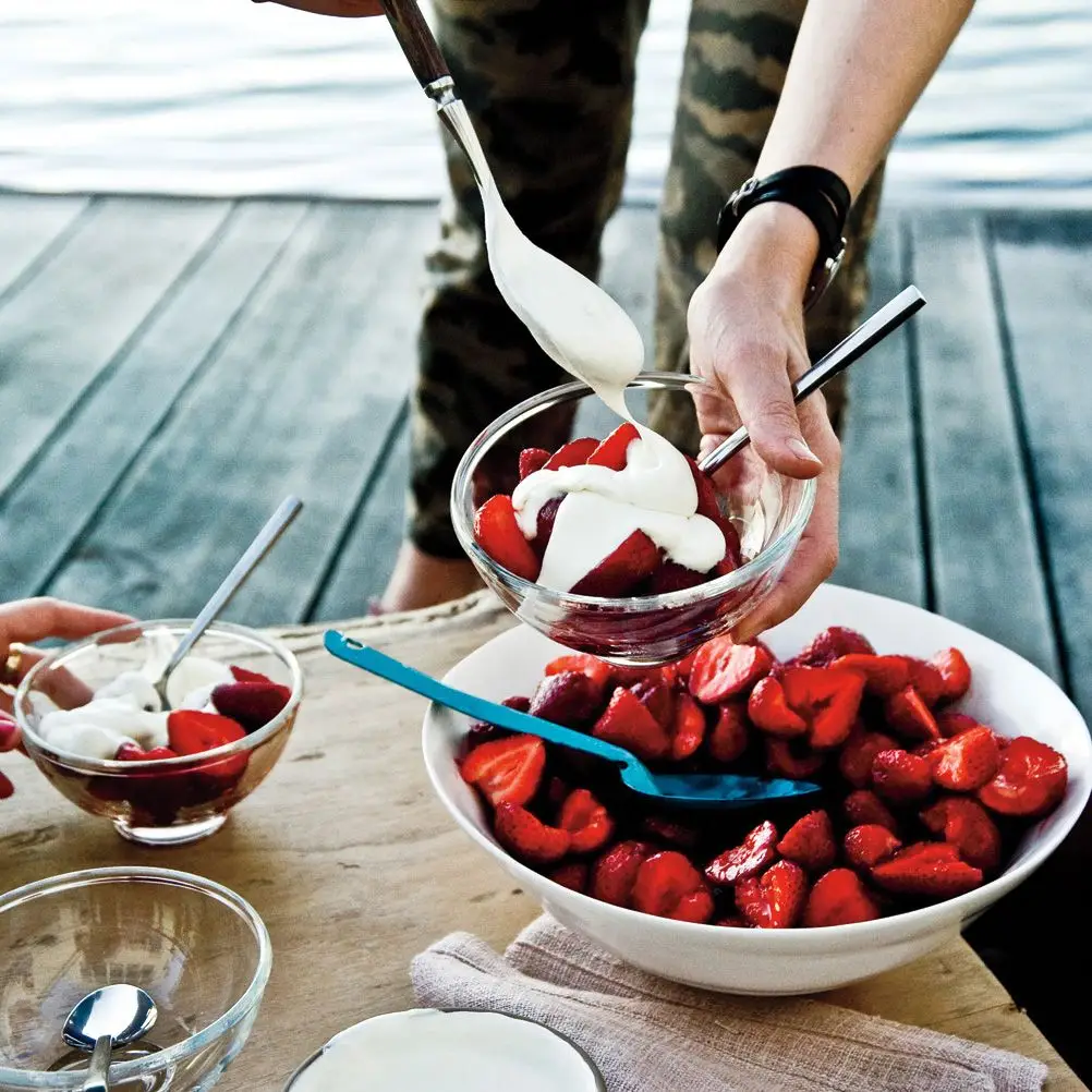 Morangos com creme de camomila