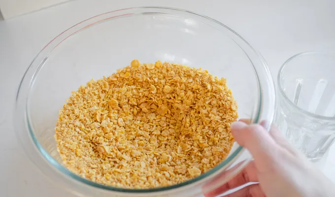 The crushed cornflakes.' title='Gluten Free Cheesy Potatoes