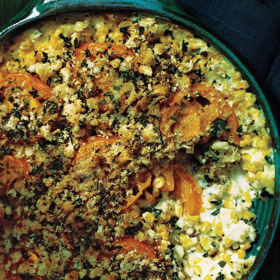 Gratinado de milho e tomate