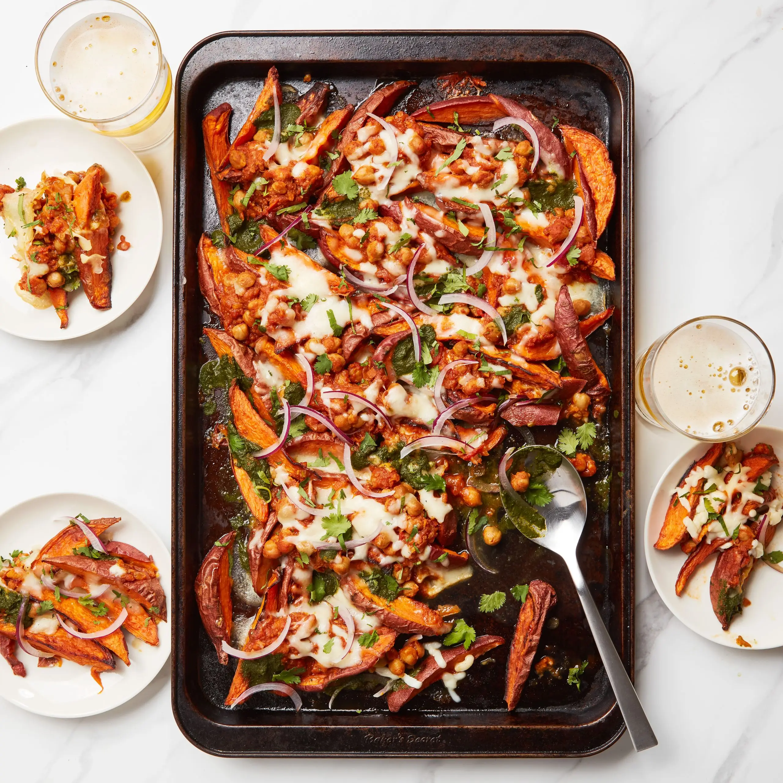 Batatas fritas de queijo chana masala