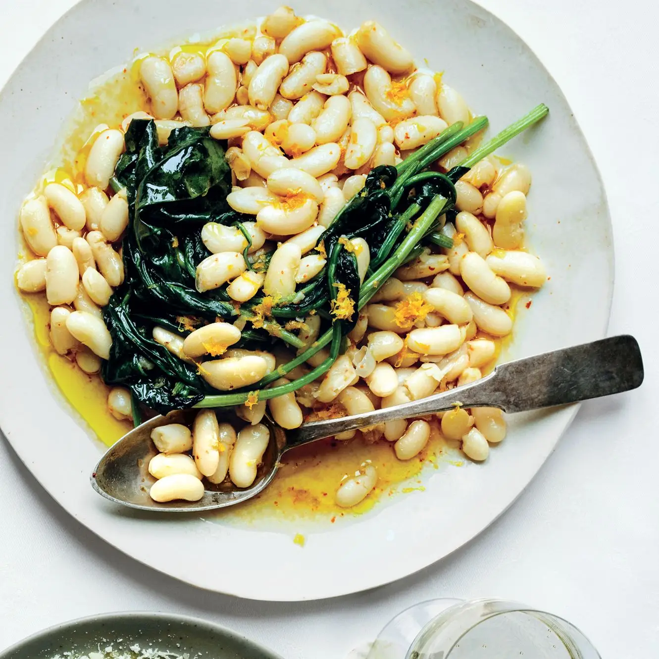 Canellini feijão com espinafre