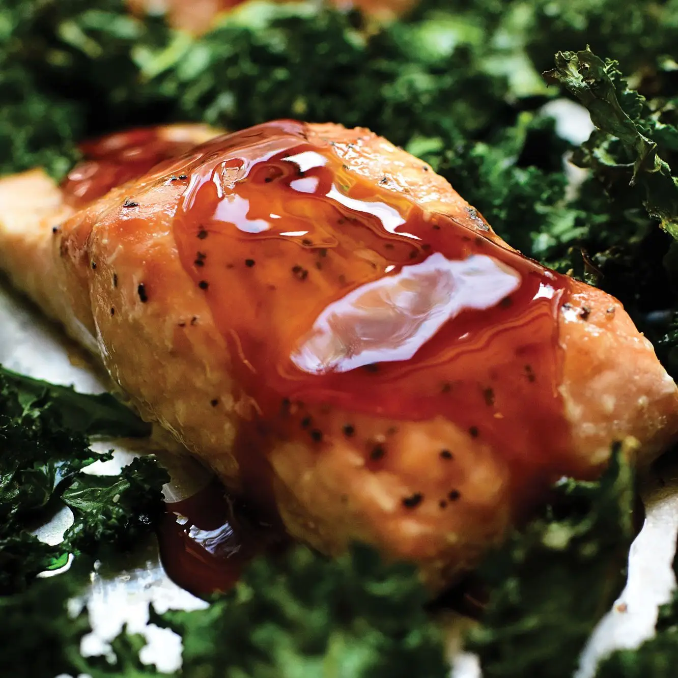 Teriyaki Salmon e Kale Shep Pan Ceon