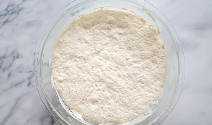 The fermented sourdough pancake batter.' title='The Best Sourdough Pancakes