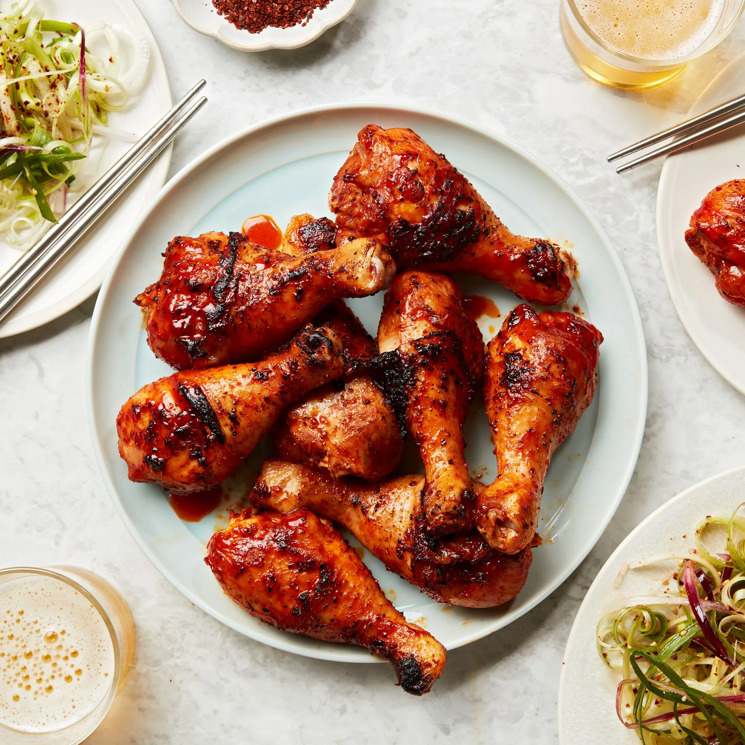 Batalhas de frango de churrasco no estilo Buldak