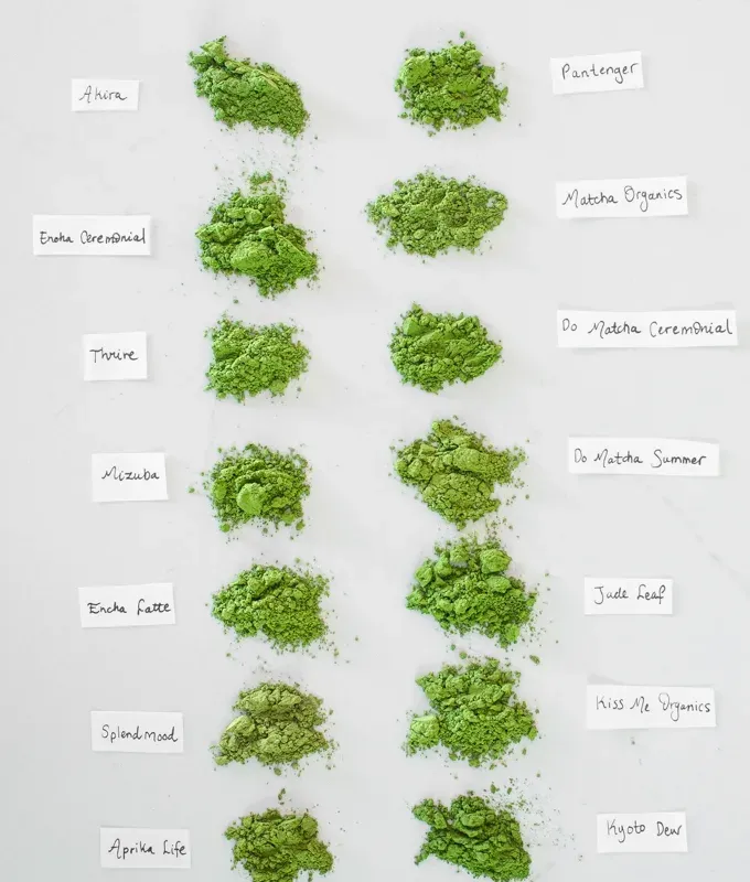14 different organic green tea brands side by side for color comparison.' title='Starbucks Hot Matcha Green Tea Latte Recipe