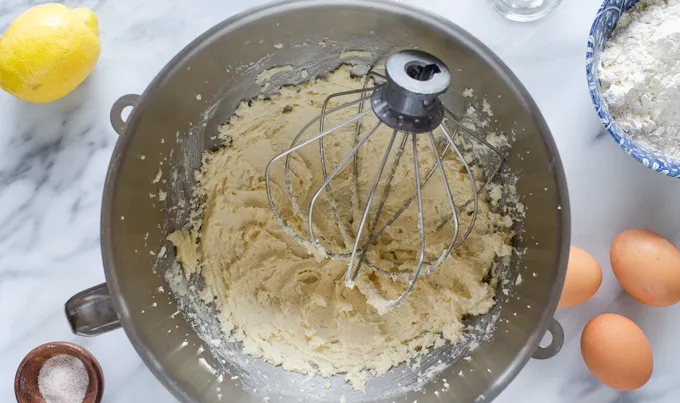Creaming the butter and sugar together.' title='Sour Cream Pound Cake Loaf
