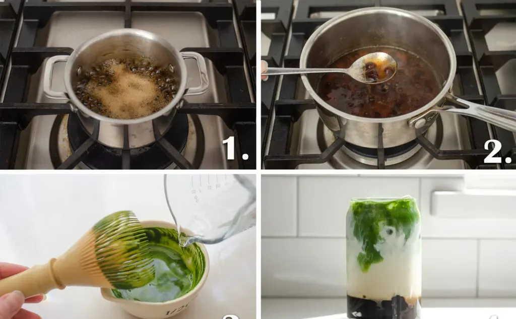 All of the steps for how to make matcha milk tea with Boba at home.' title='How to Make Matcha Milk Tea with Boba