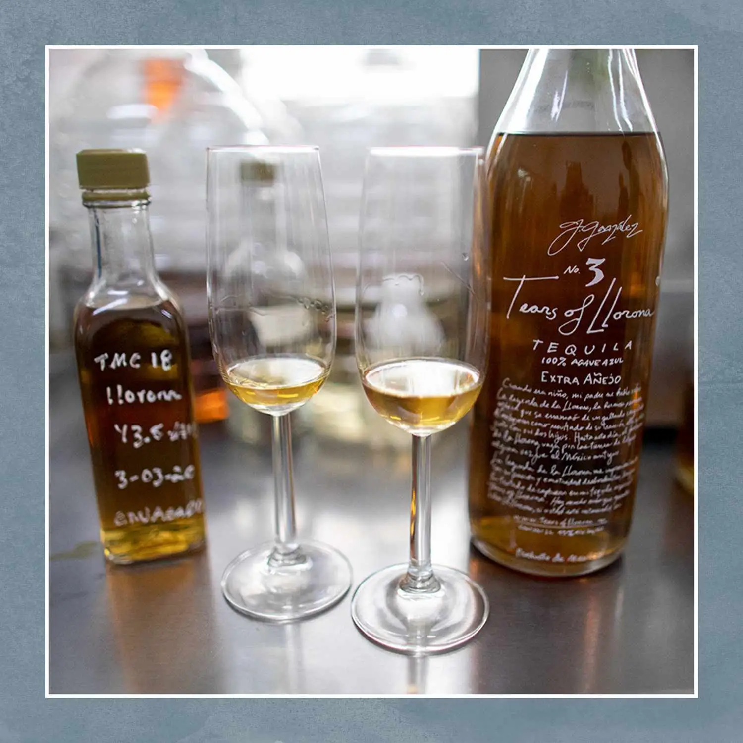 Sample of tequila from a distillery and purchased bottle of tequila for testing by Tequila Matchmaker