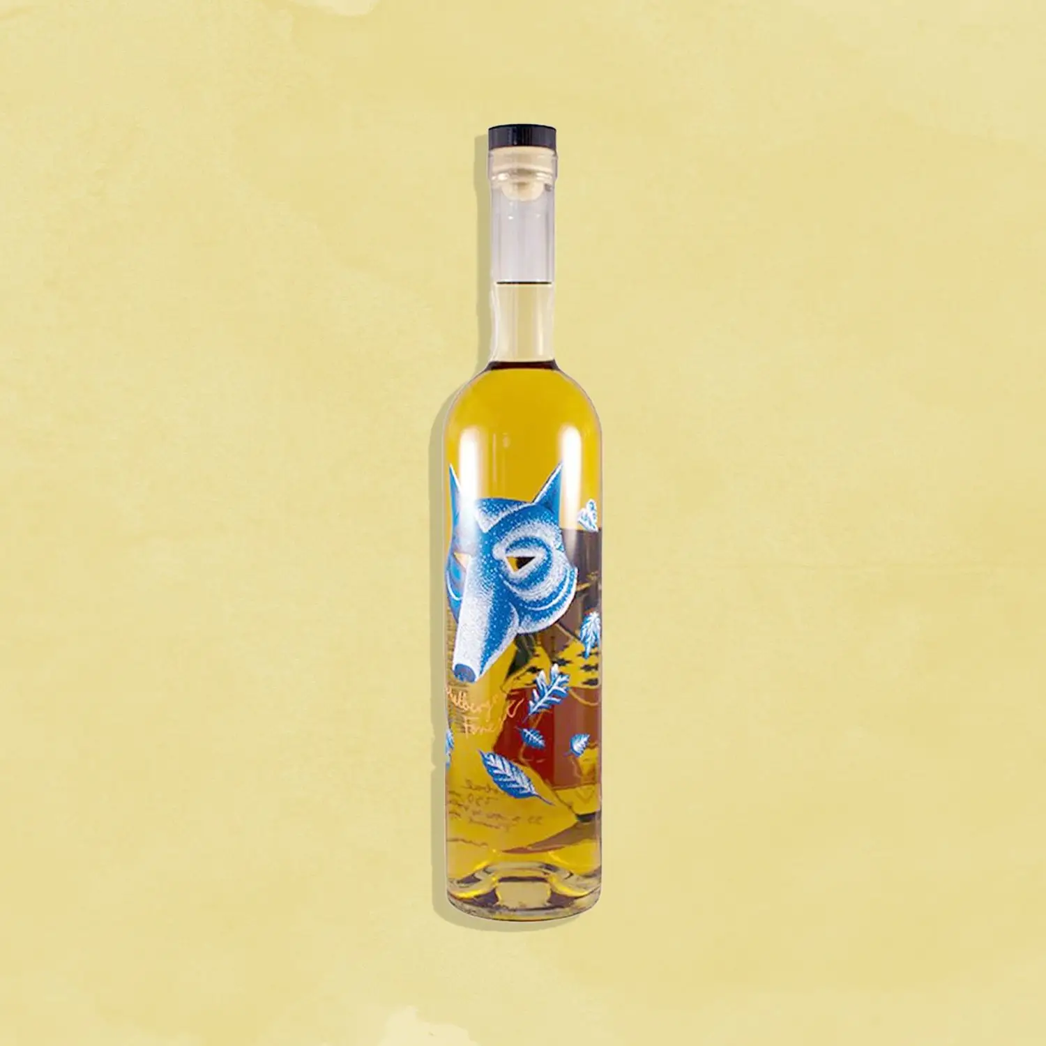 Michelberger Forest Herbal Liqueur bottle against a yellow background