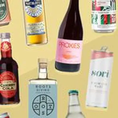 Spread of non-alcoholic, ready-to-drink options, including Best Day Brewing, Martini & Rossi Floreale, and Proxies, among others