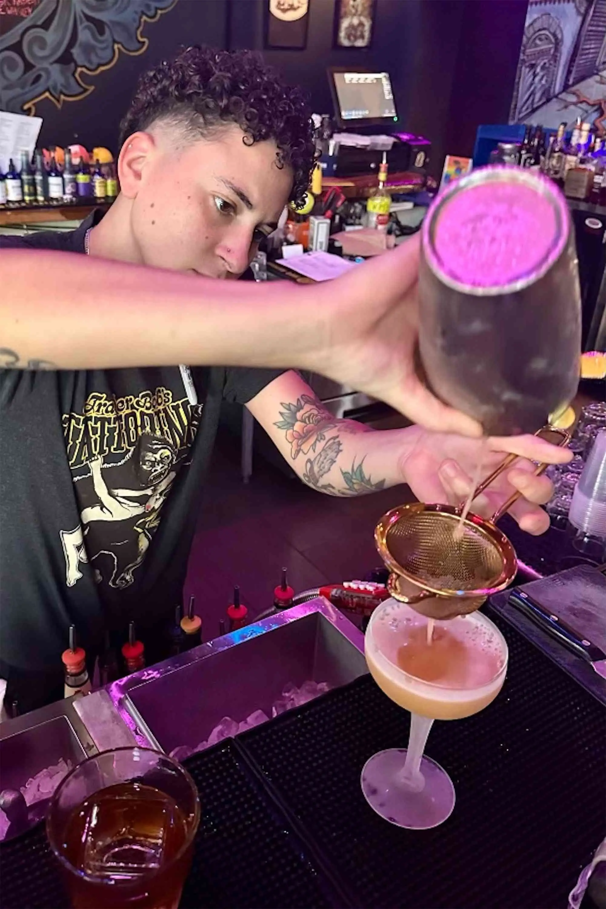 Platypus bartender making cocktail