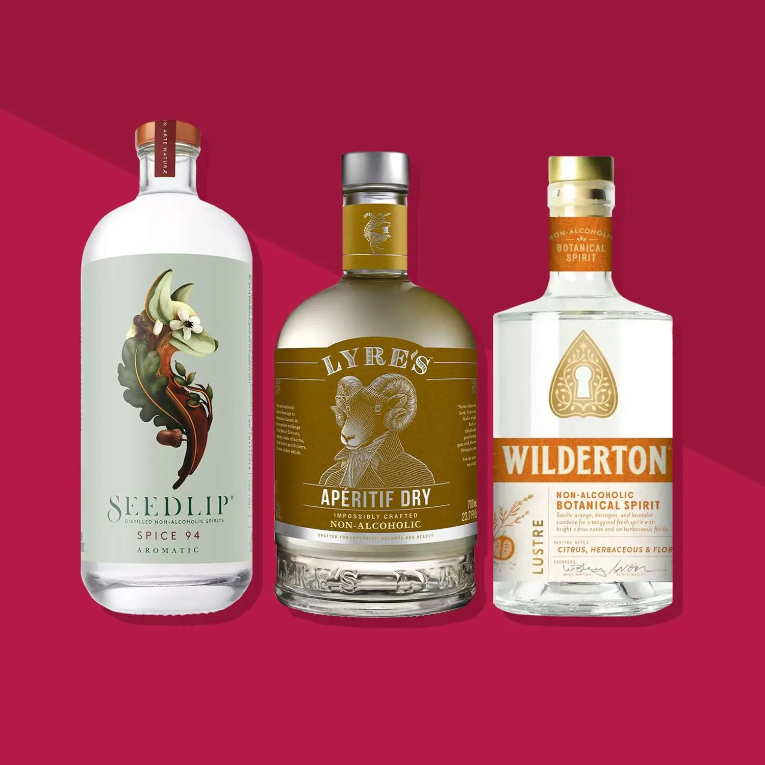 Bottle photos of Seedlip, Lyre