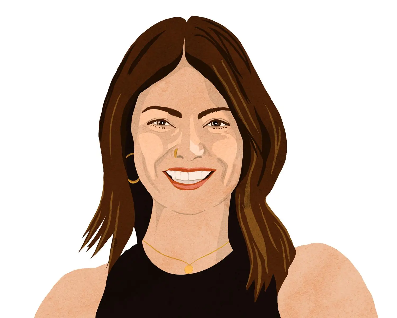 Illustrated portrait of Hailey Holser, looking straight ahead, smiling