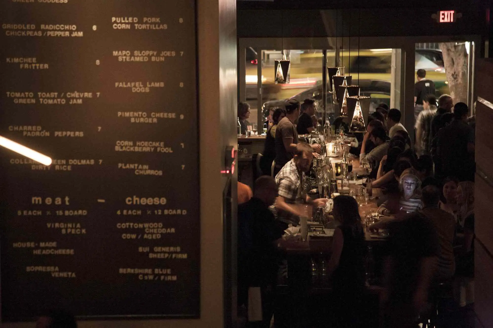 Menu and bar scene at ABV in San Francisco