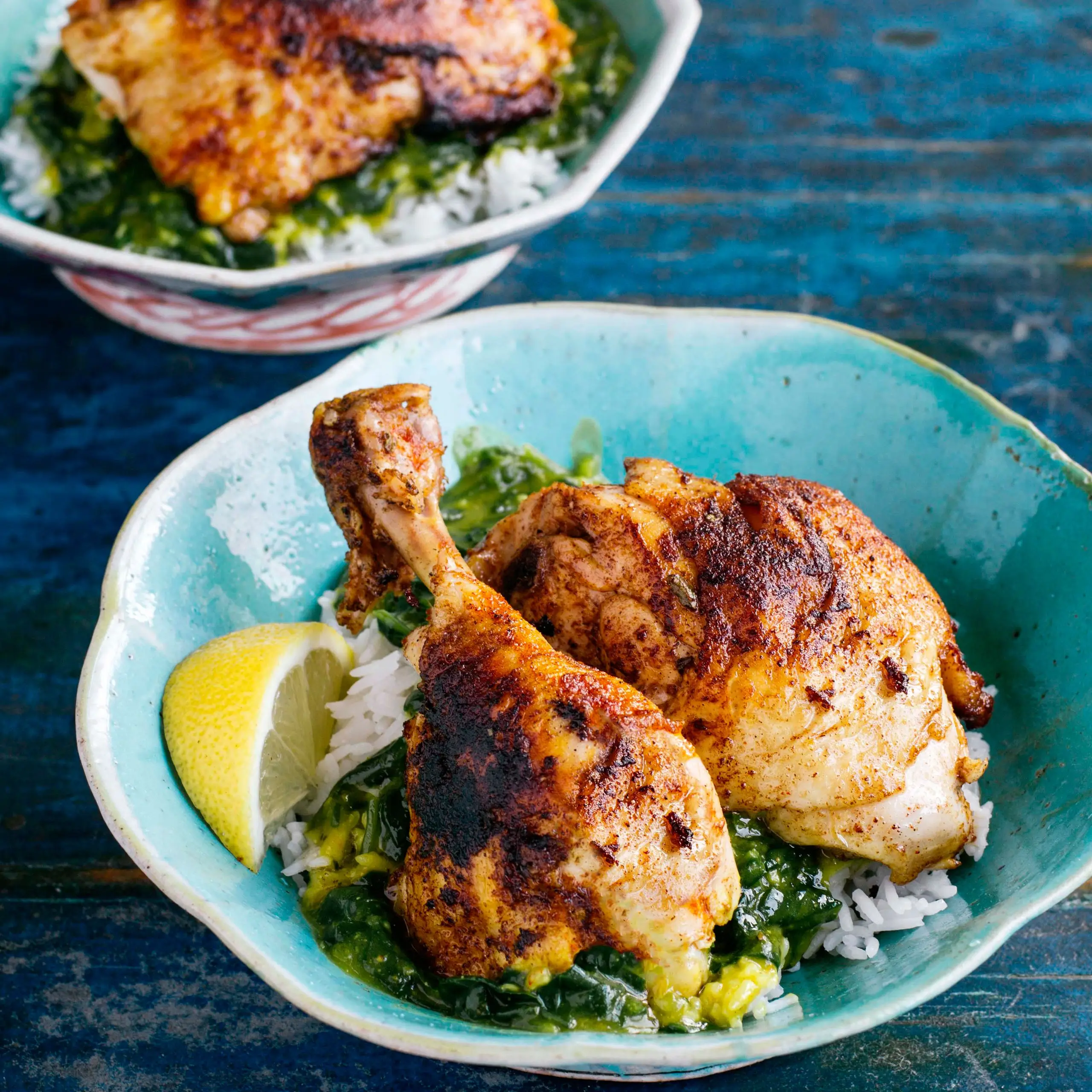 Frango do Norte da África e Espinafre