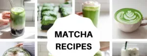 A photo collage of different matcha recipes.' title='Matcha Coffee Recipe
