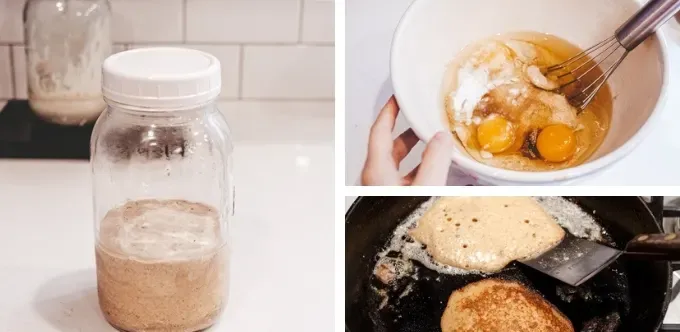 Making pancakes from the saved up sourdough discard.' title='How to Make a Sourdough Starter From Scratch