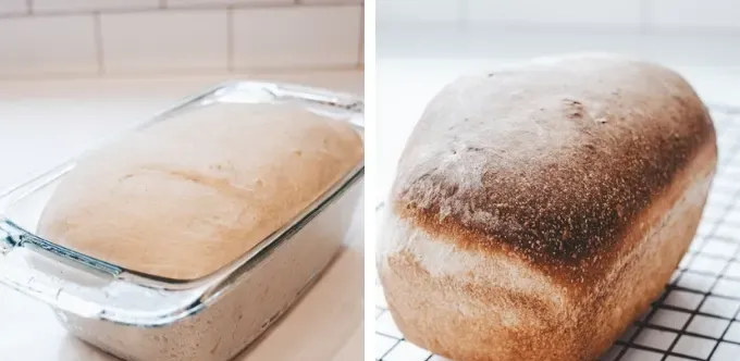 A loaf a bread baked with a starter that’s been in the fridge for 1 week.' title='How to Make a Sourdough Starter From Scratch