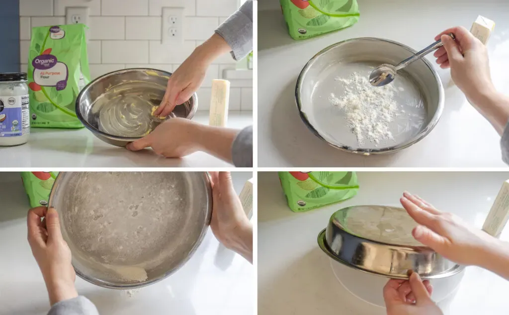 How to butter and flour a pan instead of using parchment paper.' title='Parchment Paper Substitute for Baking