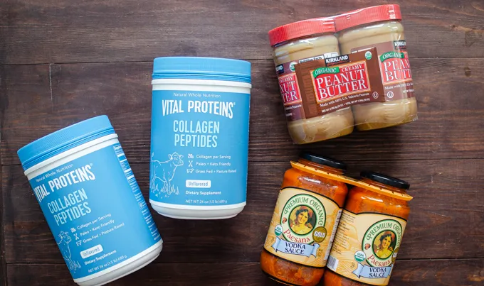 Things to buy at Costco: Vital Proteins collagen peptides organic peanut butter and organic pasta sauce.' title='Things to Buy at Costco: Natural and Organic Finds!