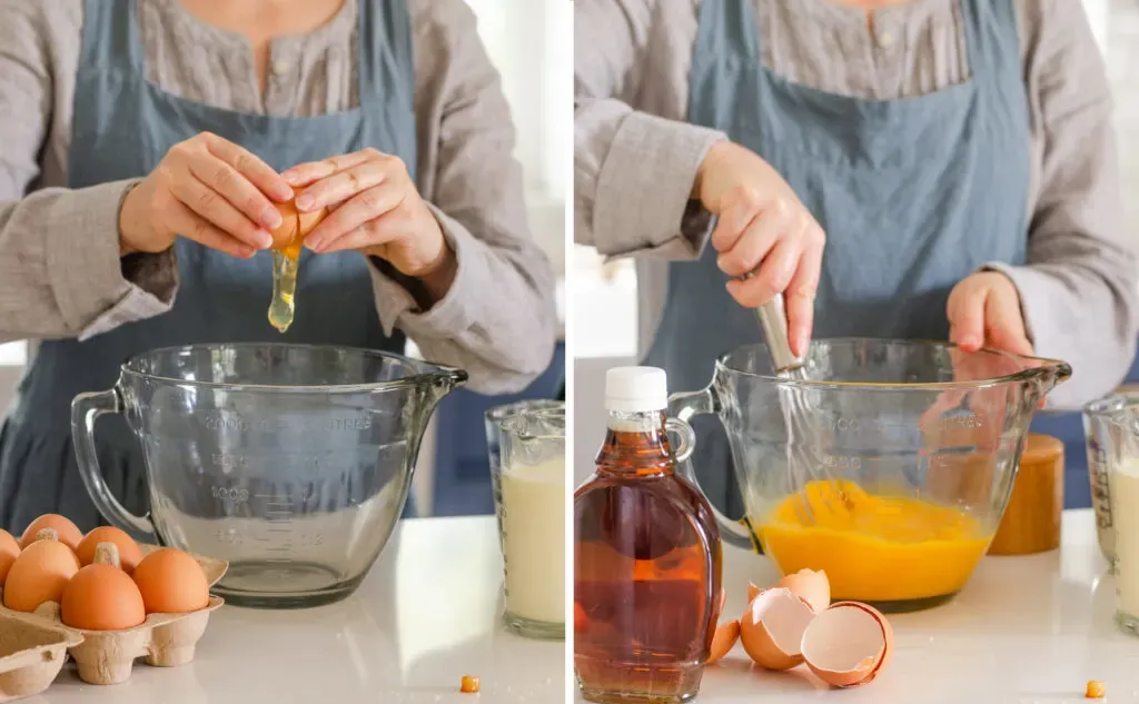 Making the custard for the apple French toast casserole.' title='Apple French Toast Casserole Recipe