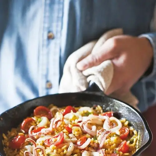 Paella personnelle avec lula et ciboulette